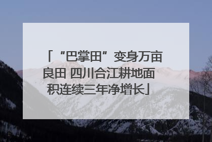 “巴掌田”变身万亩良田 四川合江耕地面积连续三年净增长